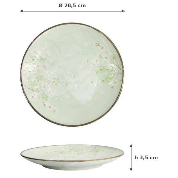 Plate Green Cosmos, Stoneware, Ø 28.5 cm, Item No. 16510