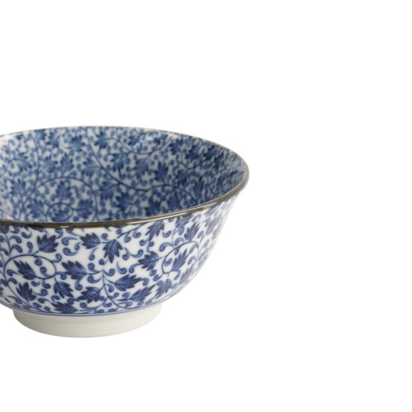 Rice Bowl Hana Blue Mixed Bowls Karakusa, Porcelain, 550 ml, Item No. 16522