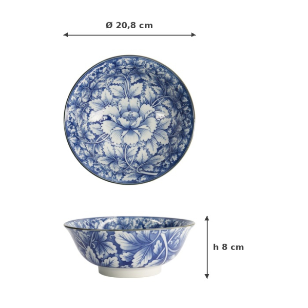 Ramenschale Hana Blue Mixed Bowls Dami Botan, Porzellan, 1,2 l, Art.-Nr. 16538