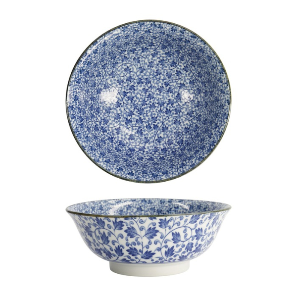 Ramen Bowl Hana Blue Mixed Bowls Karakusa, Porcelain, 1.2 l