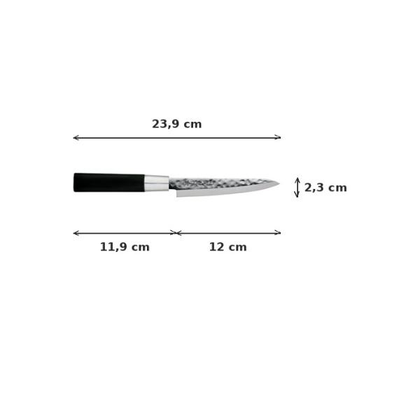 Petty-Messer (kleines Allzweckmesser) Sekiryu, Rostfreier Edelstahl, Gehämmert, Klinge 12 cm, Griff aus ABS-Kunststoff, Art.-Nr. 16605