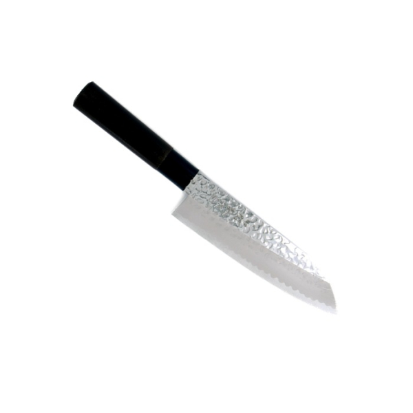 Santoku Knife (all-purpose knife) Sekiryu, Stainless steel, Hammered finish, blade 16.5 cm, handle in Wood, Item No. 16606