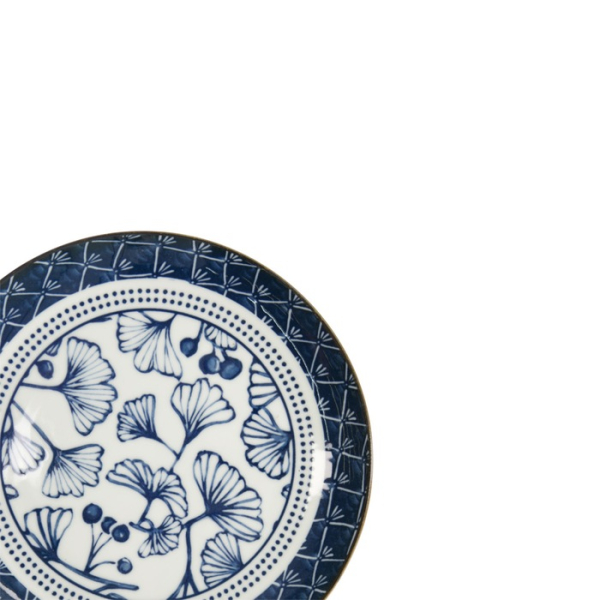 Plate Flora Japonica Gingko Blue, White, Porcelain, Ø 20.6 cm, Item No. 16716
