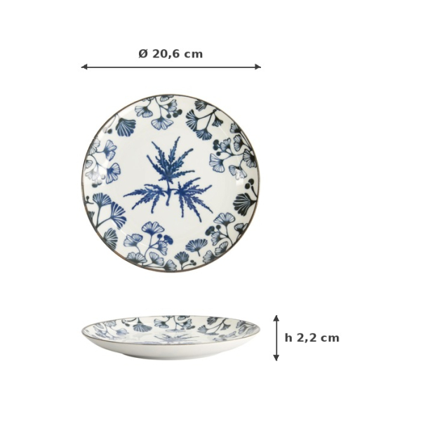 Plate Flora Japonica Maple Blue, White, Porcelain, Ø 20.6 cm, Item No. 16717