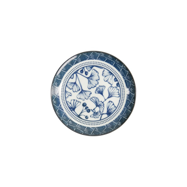 Plate Flora Japonica Gingko Blue, White, Porcelain, Ø 16 cm, Item No. 16847
