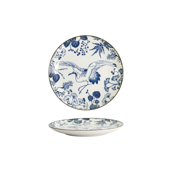 Plate Flora Japonica Crane Blue, White, Porcelain, &Oslash; 16 cm