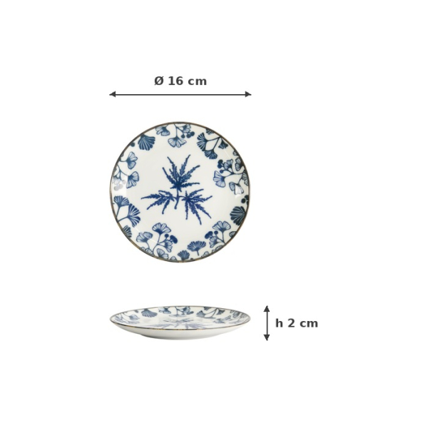 Plate Flora Japonica Maple Blue, White, Porcelain, Ø 16 cm, Item No. 16850