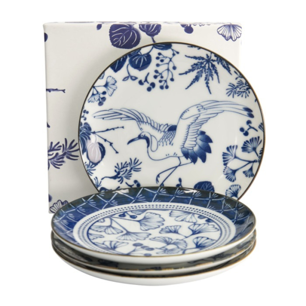 Plate Set Flora Japonica Blue, White in a gift box, 4pcs, Porcelain, Ø 16 cm, Item No. 16851