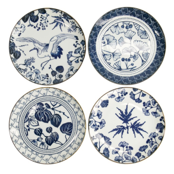 Plate Set Flora Japonica Blue, White in a gift box, 4pcs, Porcelain, Ø 20.6 cm, Item No. 16852