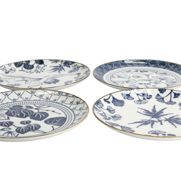 Plate Set Flora Japonica Blue, White in a gift box, 4pcs, Porcelain, Ø 20.6 cm, Item No. 16852