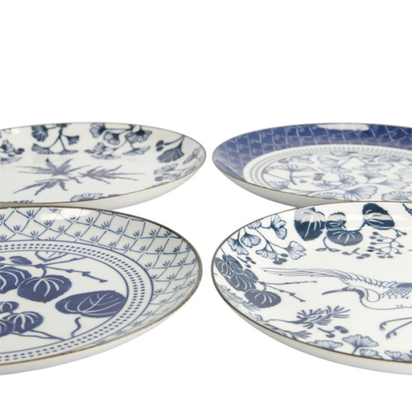 Teller-Set Flora Japonica Blau/Weiß in Geschenkbox, 4-tlg., Porzellan, Ø 25,7 cm, Art.-Nr. 16853