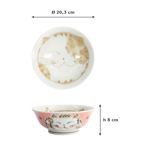 Reisschale Fuku Cat Neko Kawaii Rot, Porzellan, 1 L, Art.-Nr. 16904