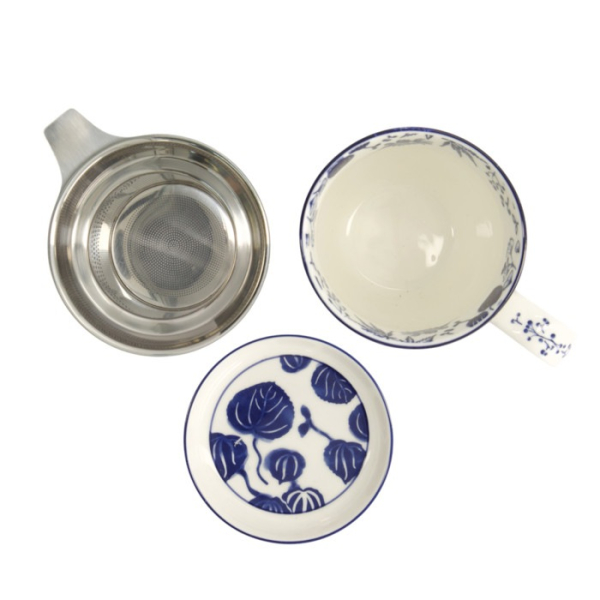 Tasse Flora Japonica Ivy Blau in Geschenkbox, Porzellan, 380 ml, Art.-Nr. 16979
