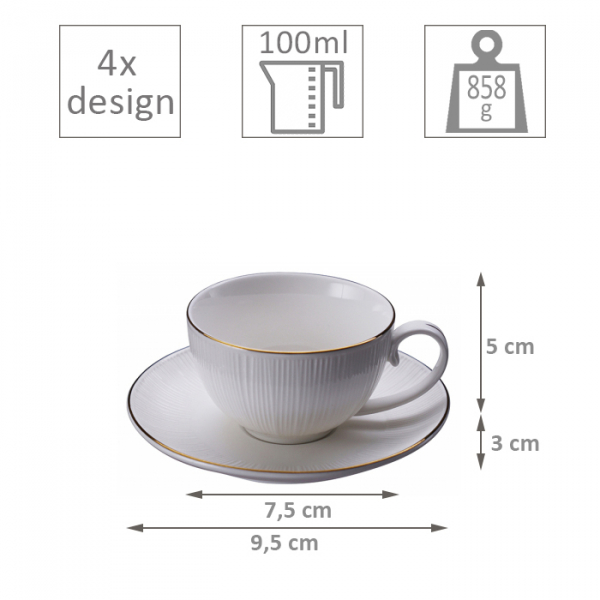 Nippon White 4 Tassen Set mit Untertassen bei Tokyo Design Studio (Bild 6 von 6)