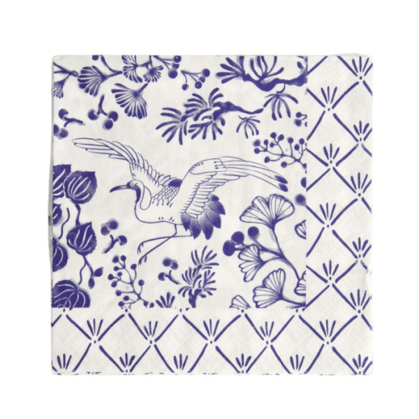 Servietten Flora Japonica Blau/Wei&szlig;, 20 St&uuml;ck, Papier, 33 &times; 33 cm