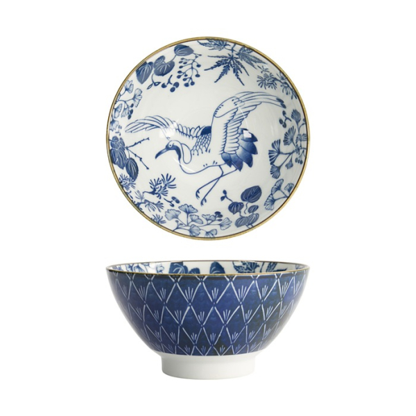 Bowl Flora Japonica Crane Blue, White, Porcelain, 950 ml