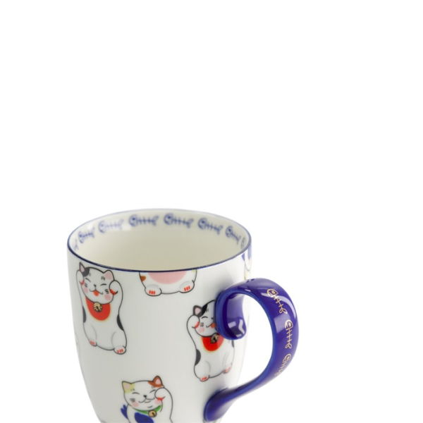 Mug Kawaii Lucky Cat Classic White in a gift box, Porcelain, 380 ml, Item No. 17619