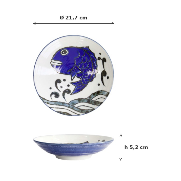 Tiefer Teller Seafood Snapper Blau/Weiß, Porzellan, Ø 21,7 cm, 900 ml, Art.-Nr. 17787