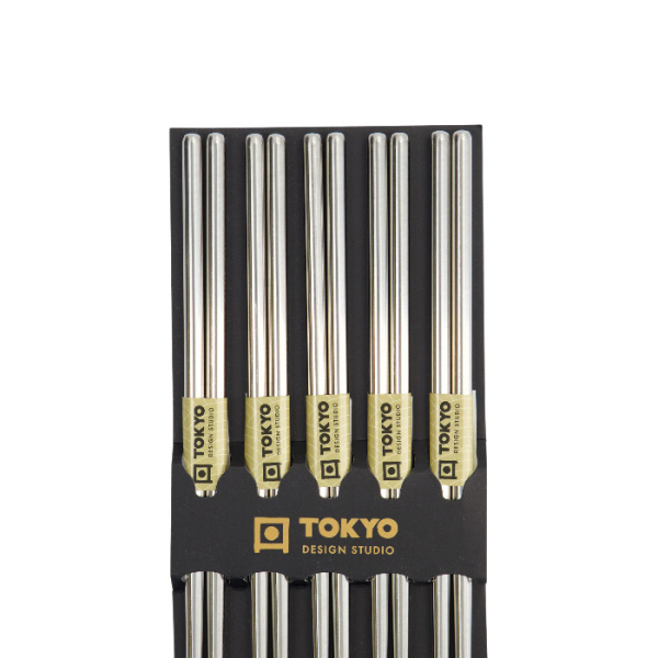 Chopstick Set Silver, 5 pairs, Stainless steel, 22.5 cm, Item No. 17908