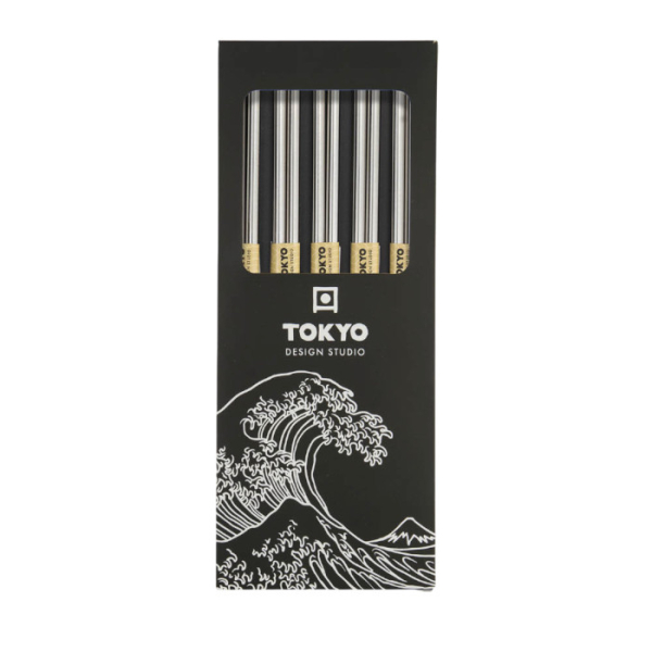 Chopstick Set Silver, 5 pairs, Stainless steel, 22.5 cm, Item No. 17908