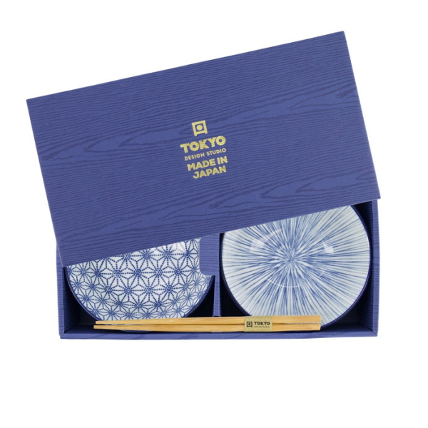 Tayo-Schale Geschenkset mit Essstäbchen Nippon Blue, Porzellan, 500 ml, Art.-Nr. 17951