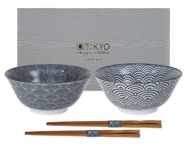 Nippon Black Geschenkset 2 Schale mit Essstäbchen bei Tokyo Design Studio (Bild 1 von 4)