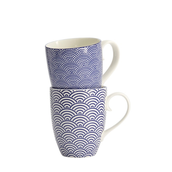 Mug Set Nippon Blue Blue, White in a gift box, 2pcs, Porcelain, 380 ml, Item No. 17988