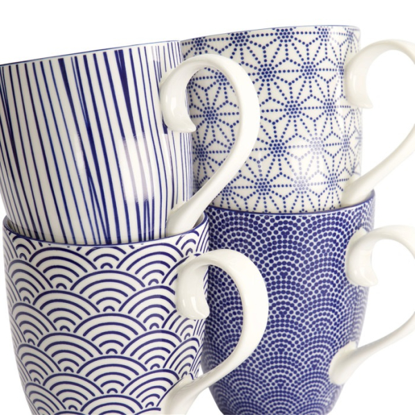 Tassen-Set Nippon Blue Blau/Weiß in Geschenkbox, 4-tlg., Porzellan, 380 ml, Art.-Nr. 17989