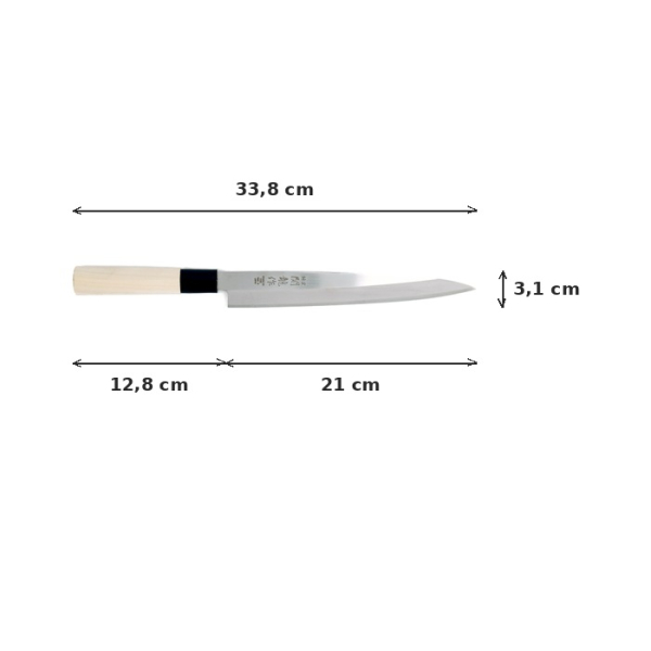 Sashimi-Messer (Filetiermesser) Sekiryu, Rostfreier Edelstahl, Klinge 21 cm, Griff aus Holz, Art.-Nr. 18285