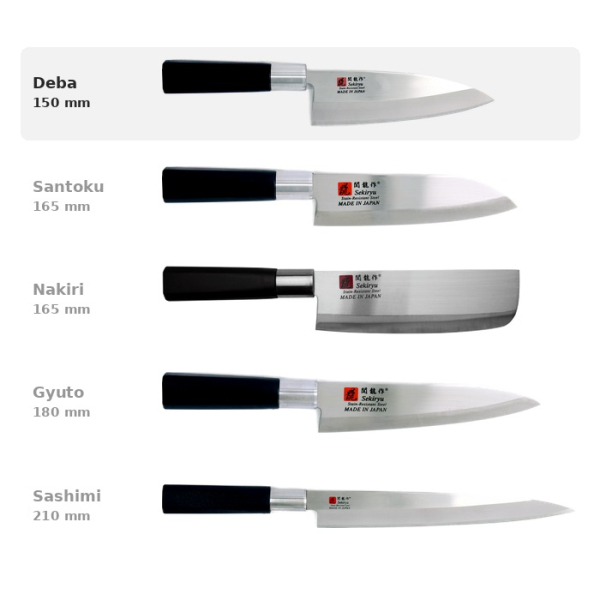 Deba Knife (fish knife) Sekiryu, Stainless steel, blade 15 cm, handle in ABS plastic, Item No. 18289