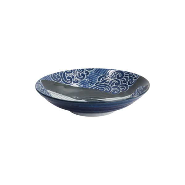 Pastateller Kawaii Ohira Whale Blau/Weiß, Porzellan, Ø 21,7 cm, 800 ml, Art.-Nr. 18330