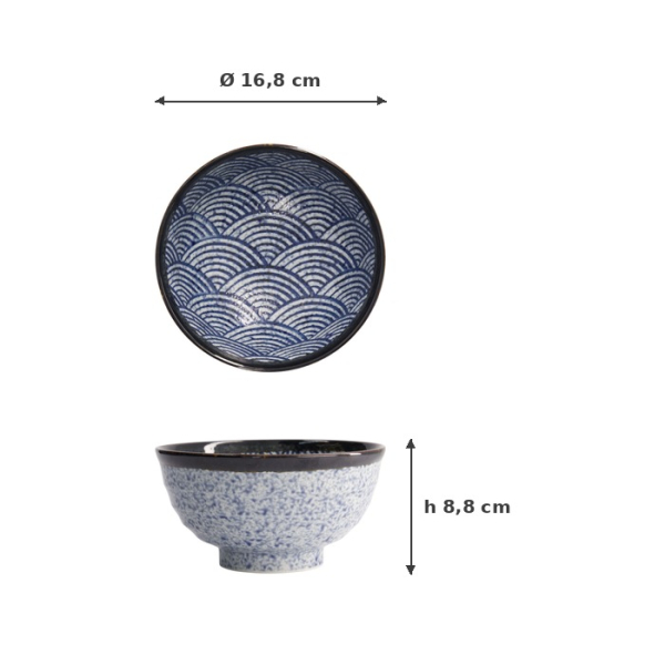 Reisschale Aisai Seigaiha, Steinzeug, 900 ml, Art.-Nr. 18574
