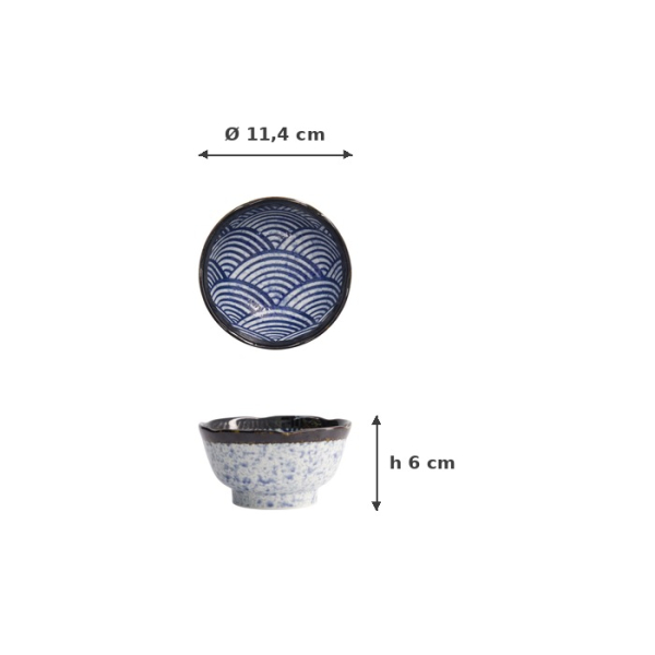 Bowl Aisai Seigaiha, Stoneware, 300 ml, Item No. 18575