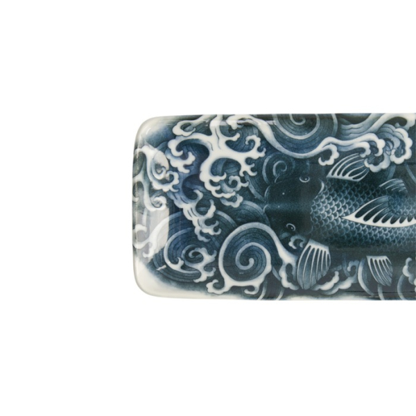 Serving Platter Japonism Carp Grey, White, Porcelain, 28.5 × 14 × 2.5 cm, Item No. 18746