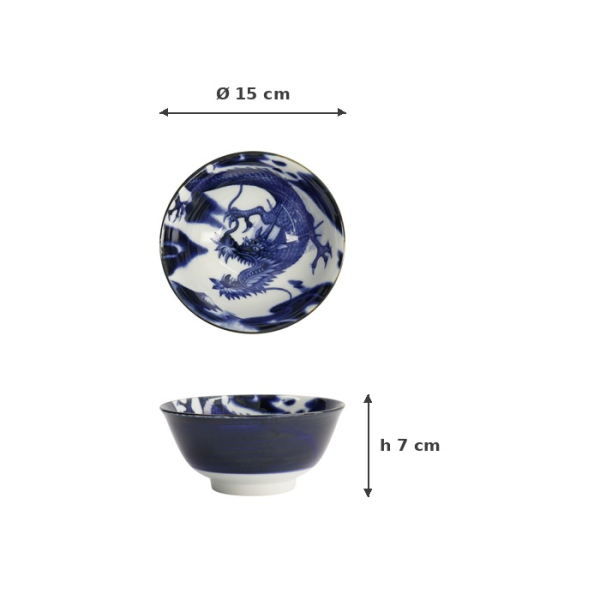 Reisschale Japonism Dragon Blau, Porzellan, 500 ml, Art.-Nr. 18759