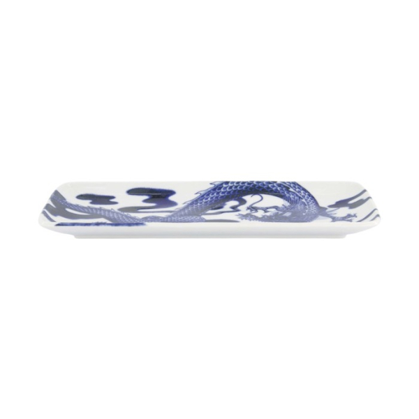 Servierplatte Japonism Dragon Blau/Weiß, Porzellan, 28,5 × 14 × 2,5 cm, Art.-Nr. 18769