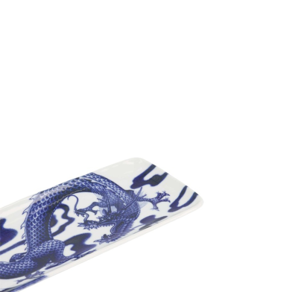 Servierplatte Japonism Dragon Blau/Weiß, Porzellan, 28,5 × 14 × 2,5 cm, Art.-Nr. 18769