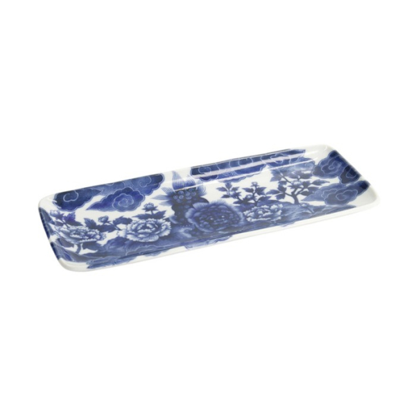 Serving Platter Japonism Lion Blue, White, Porcelain, 28.5 × 14 × 2.5 cm, Item No. 18770
