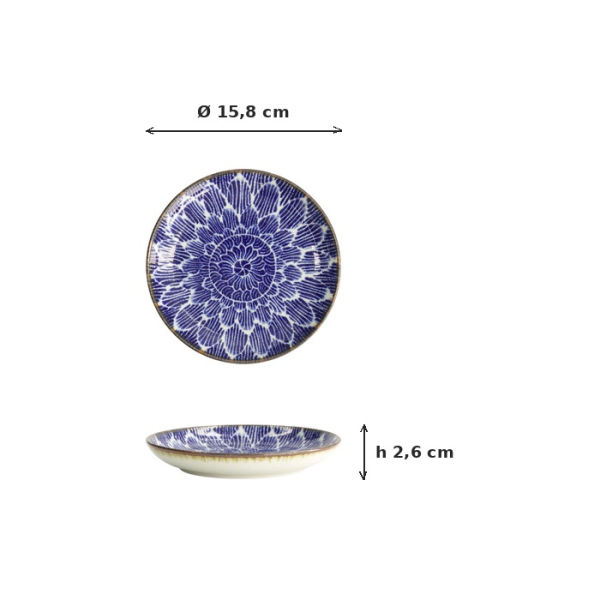 Teller Ohuke Dahlia Blau/Weiß, Porzellan, Ø 15,8 cm, Art.-Nr. 18887