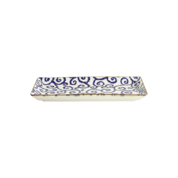 Sushi Plate Ten Karakusa Blue, White, Porcelain, 23 × 11.5 cm, Item No. 18902