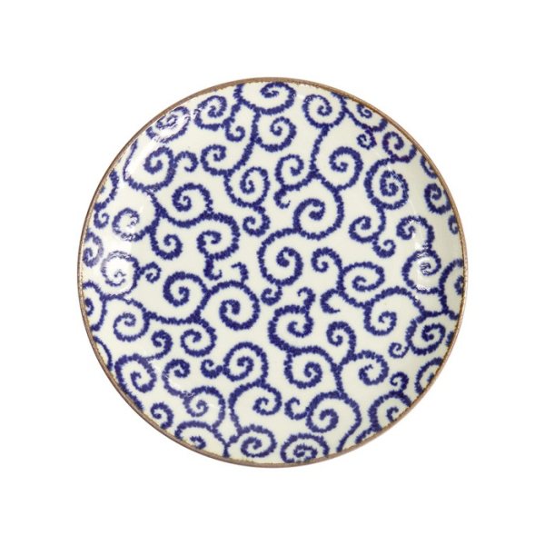 Plate Ten Karakusa Blue, White, Porcelain, Ø 25 cm, Item No. 18905