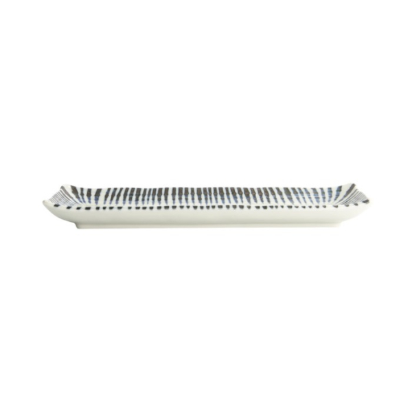Sushi Plate Shin Tokusa Blue, White, Porcelain, 27.7 × 11.1 × 2.8 cm, Item No. 20248