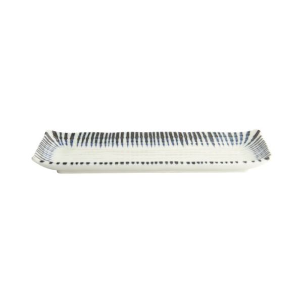 Sushi Plate Shin Tokusa Blue, White, Porcelain, 27.7 × 11.1 × 2.8 cm, Item No. 20248