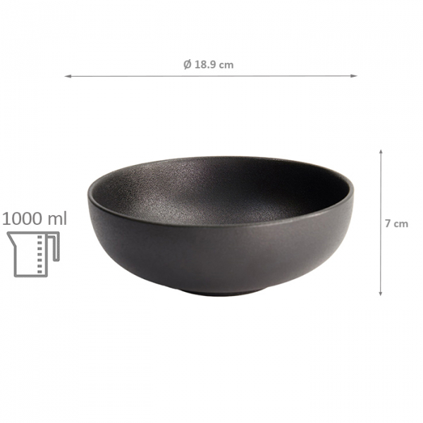 Ø 18.9x7cm 1000ml Yuzu Black Round Bowl at Tokyo Design Studio (picture 6 of 6)