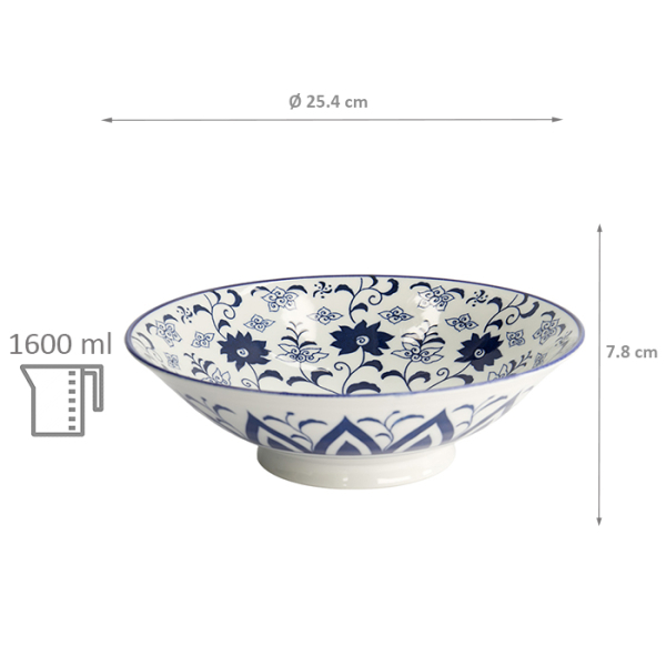 TDS, Ramen Bowl, Tokyo Blue, Mixed Bowls, Botan, Ø 25.4 x 7.8 cm 1600 ml, Item No. 20962