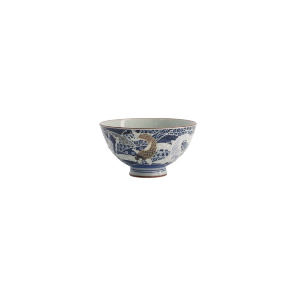Rice Bowl Kawaii Carp Blue, Porcelain, 300 ml, Item No. 20981