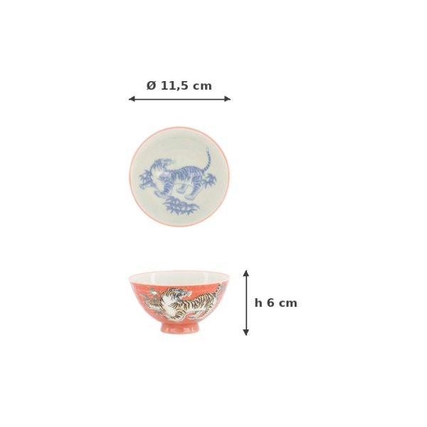 Rice Bowl Kawaii Tiger Red, Porcelain, 300 ml, Item No. 20982