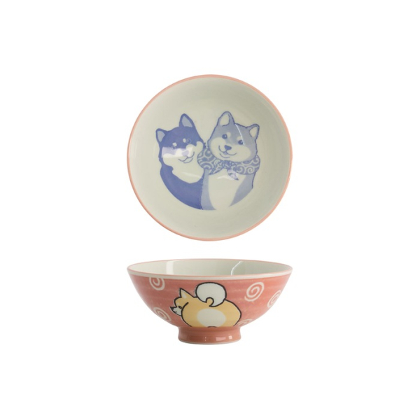 Reisschale Kawaii Shiba-Dog Rosa, Porzellan, 500 ml