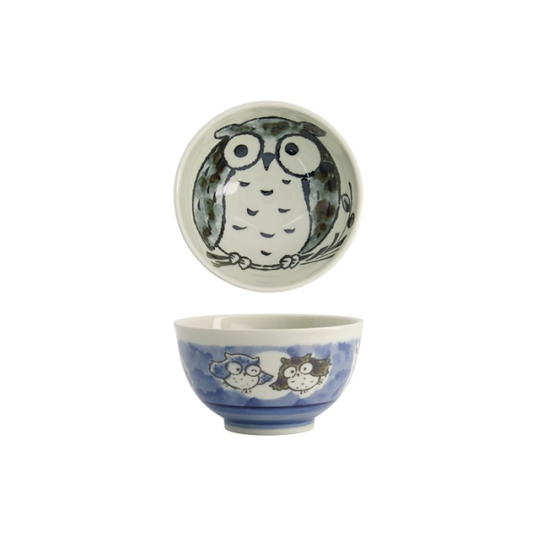 Rice Bowl Kawaii Owl Blue, Porcelain, &Oslash; 13 cm