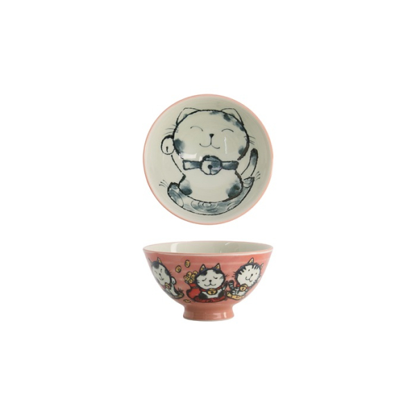 Rice Bowl Kawaii Cat Pink, Porcelain, 300 ml